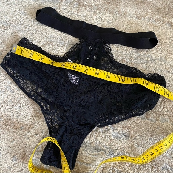 Adore Me Panties Sheer Lace Solid Black Temperance Cheeky: Medium - Picture 8 of 10